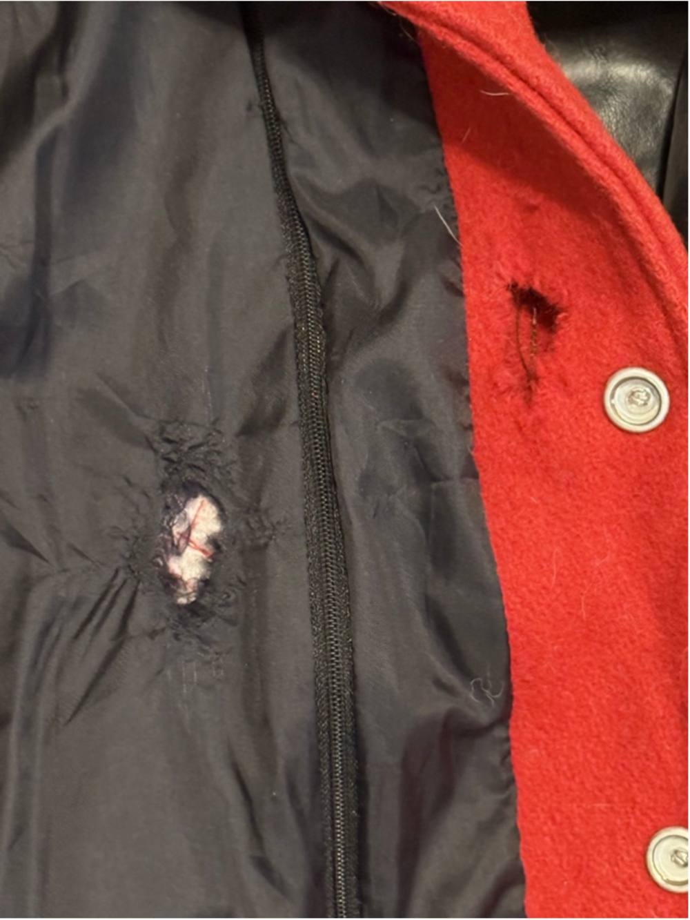 Kesslers Women’s Varsity Letterman Jacket Red/Black Leather Wool Bomber Sz L - Picture 8 of 11